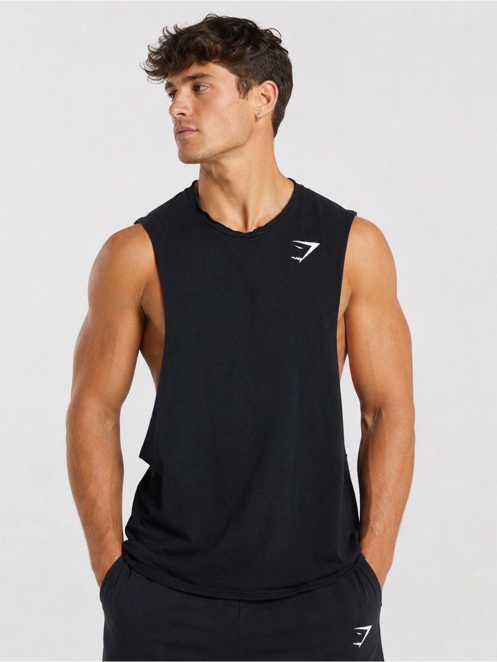 Gymshark Black Drop Armhole Tank Top M Sleeveless Workout Gym Bodybuilding